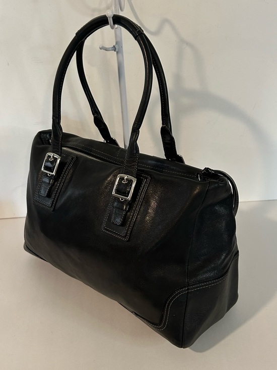 Coach Black Leather Satchel Shoulder Bag Buckle Classic Structured bag - Picture 3 of 10